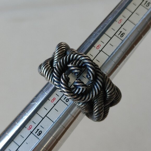 Gucci Interlocking G Chain Ring 925 Sterling Silver Size US 7.5 - Picture 3 of 9